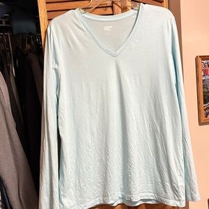 Lands' End Soft Blue V-Neck Long Sleeve Top